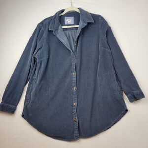 LL Bean Shirt Womens XL Blue Comfort Corduroy Relaxed Classic Barn Chore Layer